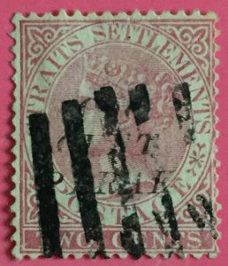 MALAYA 1886 PERAK opt Straits Settlements QV 1c on 2c Used T.26 SG#29 M3185