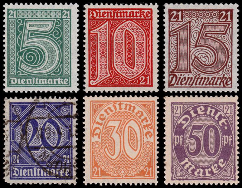 Germany Scott OL9-OL14 (1920) Mint/Used H-NH VF