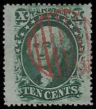 U.S. #35 Used; 10c Washington (1859) - PSE Certificate w/ 85 grade