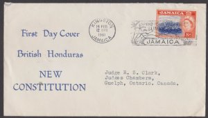 JAMAICA - 1961 BRITISH HONDURAS NEW CONSITUTION SPECIAL COVER WITH CANCL.