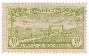 (I.B) Dominican Republic Telegraphs : 10c Yellow-Green (1920)