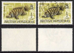 British Honduras SG277a 1969 1/2c Mozambique Mouthbrooder BLACK FANTASTIC SHIFT