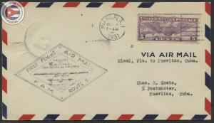 Cuba 1931 First Flight Cover Miami - Nuevitas | Edifil C62 | CU11573