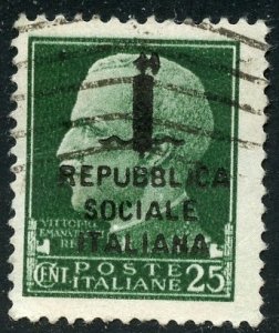 Italian Social Republic Scott 1 UFH - King Victor Emmanuel III O/P - SCV $2.00