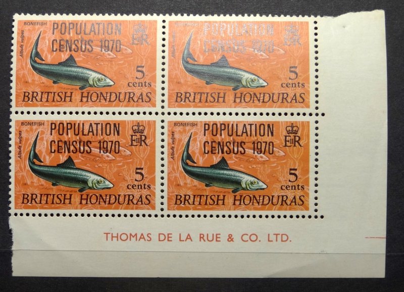 BRITISH HONDURAS 1970 SG# 283 Bonefish Population Census 1970 ovprt Block MNH