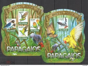 2015 Mozambique Fauna Birds Parrots 1+1 ** St2322