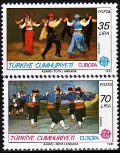 TURKEY 1981 EUROPA: Folklore. Folk Dances. Complete set, MNH