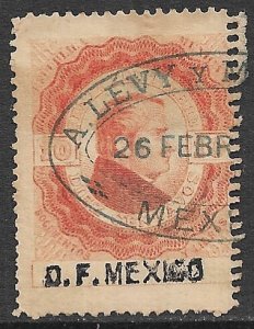 MEXICO REVENUES 1877 10c DOCUMENTARY TAX DF MEXICO Control Used DO33 Used