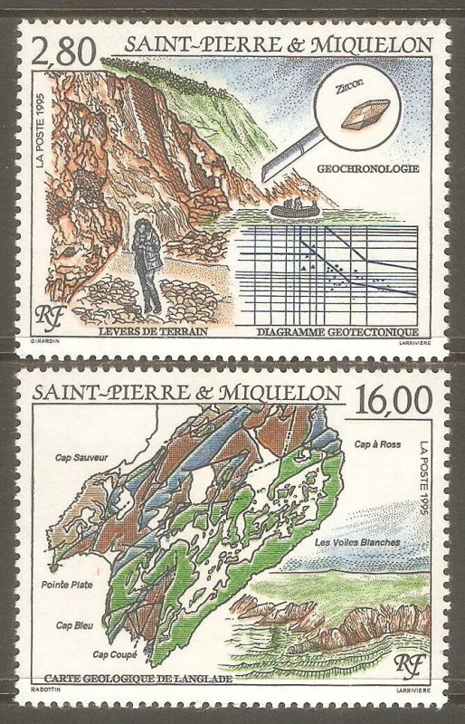 ST. PIERRE & MIQUELON Sc# 617 - 618 MNH FVF Set2 Geological Mission