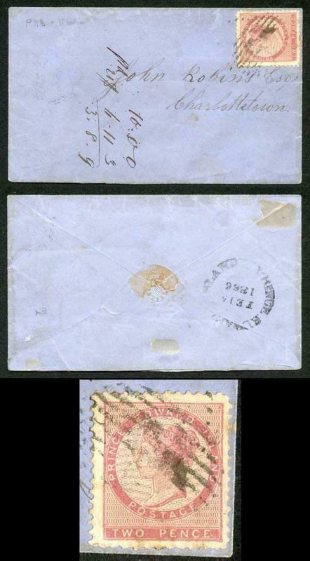 PRINCE EDWARD Is SG22 1862 2d rose perf compound of 11 and 11.5-12 on Cover