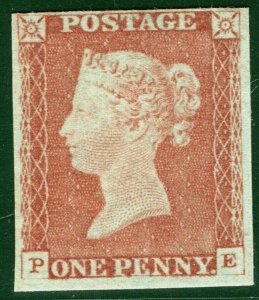 GB QV 1841 PENNY RED Stamp SG.8 1d Red-Brown (PE) Fresh Mint LMM Cat £600 PRED15