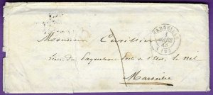 1845 Stampless FRANCE FLS, FRIOUL - MARSEILLE, PURIFIE FRIOUL *Scarce* Cachet!