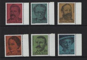 Yugoslavia   #1263-1268  MNH   1975  Yugoslav writers