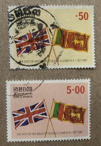 Sri Lanka 1981 QE II Visit. SEE NOTE. Scott 618-619, CV $2.65. SG 742-43