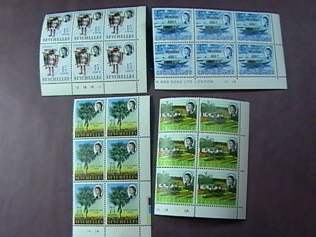 SEYCHELLES # 233-236-MINT/NEVER HINGED-COMPLETE SET OF PLATE # BLOCKS of 6--1967