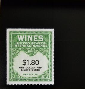 1942 $1.80 U.S. Internal Revenue Cordial & Wine, Green Scott RE151 Mint F/VF NH