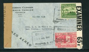 Nicaragua 1942 Censored Airmail Momotombo Cover to England U717 ⭐