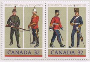 Canada Mint VF-NH #1008a Army Regiments pair