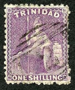 Trinidad SG73a 1/- Lilac Rose Wmk Crown CC Perf 12.5 Fine used