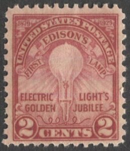 US 1929  2c Edison Sc 655 MLH F-VF