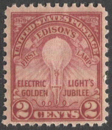 US 1929  2c Edison Sc 655 MLH F-VF