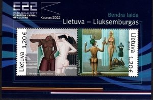 LITHUANIA 2022-09 ART Nus: European Culture Capitals. Joint LT-Luxembourg, MNH