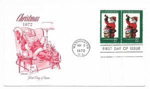 US 1472 8c Christmas Santa pair on FDC Artmaster Cachet ECV $9.00