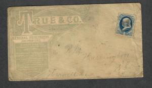 US Adv Cover Sc#156 True+Co Augusta Maine All Over