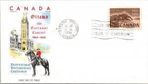 Canada 1965 FDC - Int'l Parliamentary Conference - Ottawa Ont - 5c Stamp - J3905