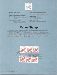 USPS SOUVENIR PAGE 1800s CANOE STAMP 5c (2) STRIPS OF (3) COILS 1991