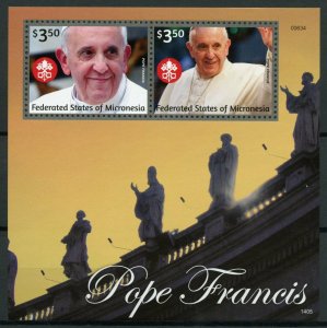 Micronesia 2014 MNH Pope Francis 2v S/S I Popes Roman Catholic Church Religion