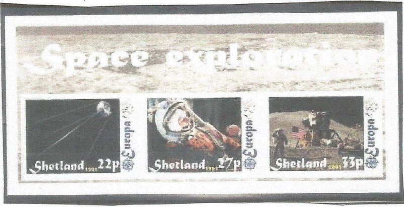 SHETLAND - 1991 - Europa,  Space Exploration - Imp 3v Sheet -M N H-Private Issue