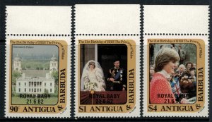 Antigua #672-5* NH  CV $6.25 Royal Baby overprints cplt. Set & S.Sheet