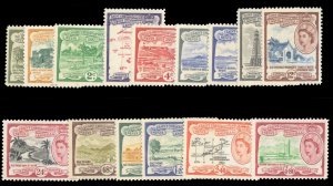 St. Kitts-Nevis #120-134 Cat$67.70, 1954-59 QEII, complete set, never hinged