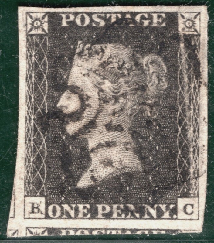 GB PENNY GREY-BLACK 1840 SG3 1d Plate 11 (BC) MAJOR RE-ENTRY Rare c£5,750- PRED9