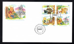 1621a, Scott, Block of 4 Cachet FDC, 45c, Winnie the Pooh, Canada, 1996, Oct 1