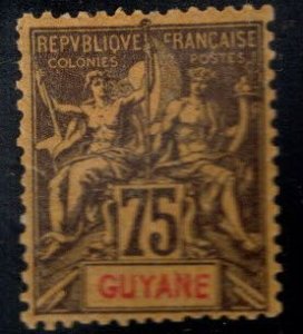 French Guiana Scott 48 Perf 14x13.5 Genuine MH*