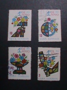 ​CUBA-1966-SC#1104-7- VERY OLD CUBA STAMPS-LABOR DAY USED-VERY FINE