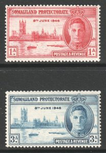 Somaliland Scott 108/109 - SG117/118, 1946 Victory Set MH*