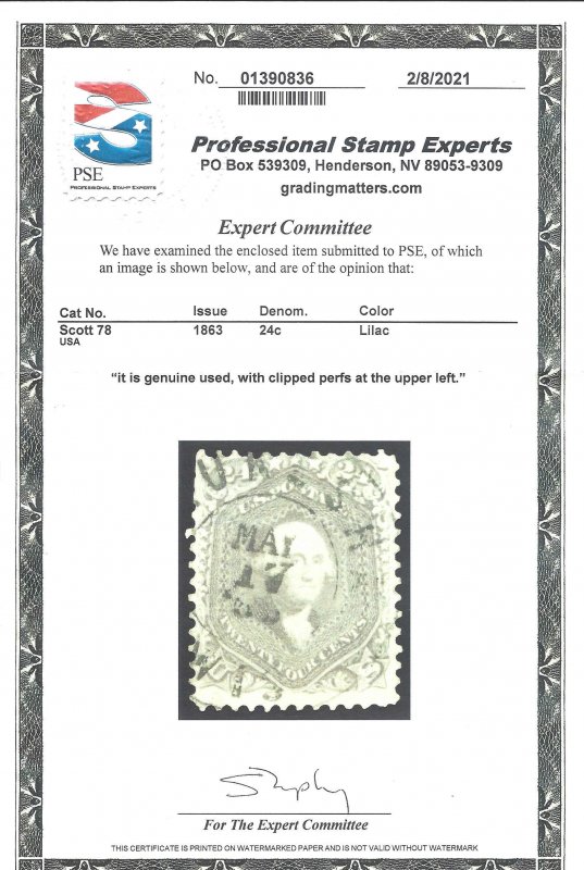 78 Used... PSE Certificate... SCV $400.00