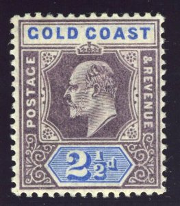 Gold Coast 1906 KEVII 2½d dull purple & ultramarine MLH. SG 52. Sc 52.