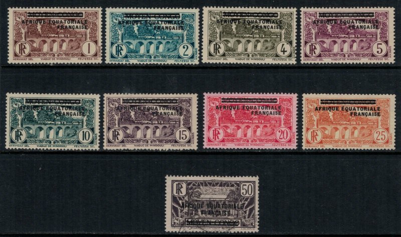 French Equatorial Africa #11-8,20*/u (#18 no gum)  CV $15.20