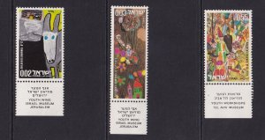 Israel #505-507  MNH 1973  with tab.  children`s drawings