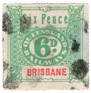 (I.B) Australia - Queensland Railways : Parcel Stamp 6d (Brisbane)
