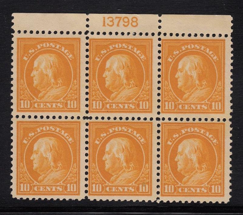 1917 Sc 510 FVF MNH 10c  plate block  CV $325