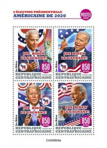 Central African Rep Joe Biden Stamps 2020 MNH US Presidents Elections 4v M/S
