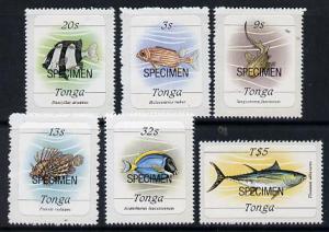 Tonga 1984 Marine Life (Fish) self-adhesive 6 values (3s,...