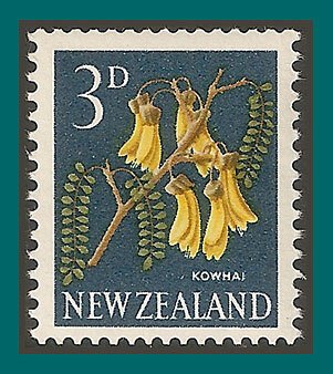 New Zealand 1963 Kowhai Flower, 3d coil, MLH  #337e,SG785e