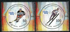 108 - MACEDONIA 2014 - Winter Olympic Games Sochi - Hockey - Ski Jumping-MNH Set