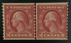 MOMEN: US STAMPS #492 COIL LINE PAIR MINT OG H LOT #51348